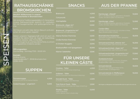 Unsere Speisekarte